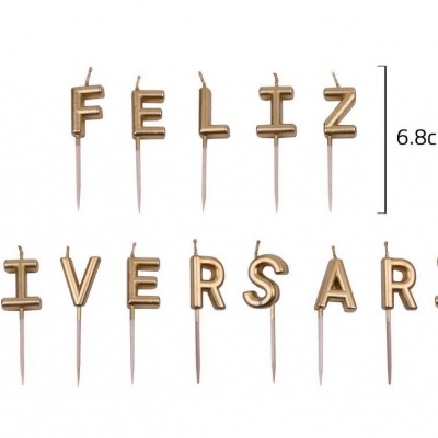 Vela feliz aniversário - Dourada