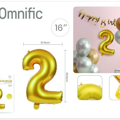 Balão de Número - Dourada - 2
