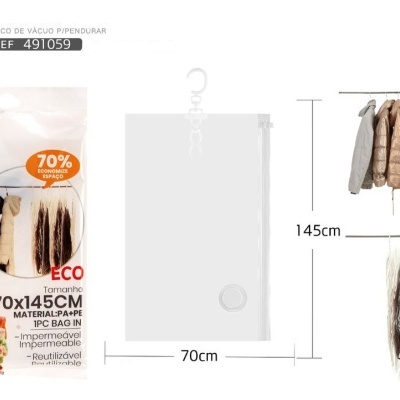 Saco de vácuo c/gancho 70x145cm - 491059