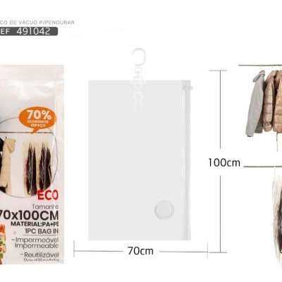 Saco de vácuo c/gancho 70x100cm - 491042