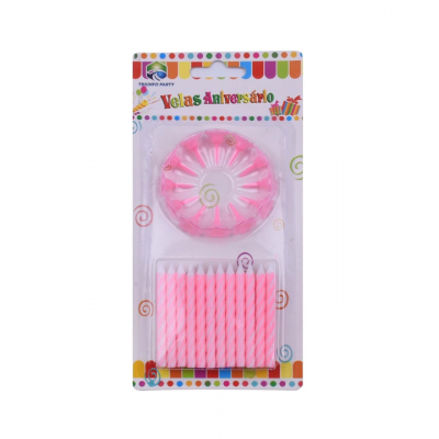 Vela de aniversário Rosa 24PCS - 433226