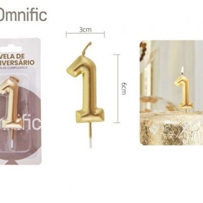 Vela de Número - Dourada - 1