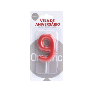 Vela de Número - Vermelha - 9