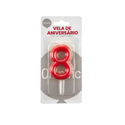 Vela de Número - Vermelha - 8