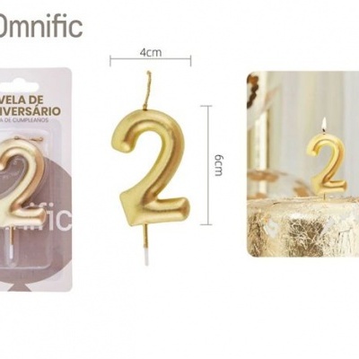 Vela de Número - Dourada - 2
