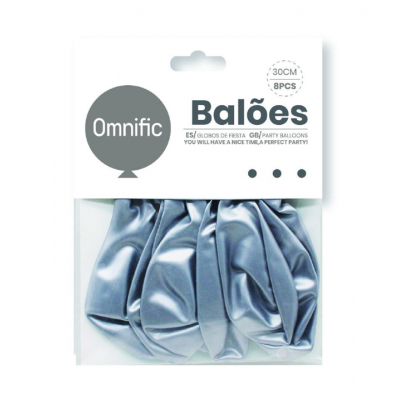 Balão Prateado 30cm 8PCS - 312453