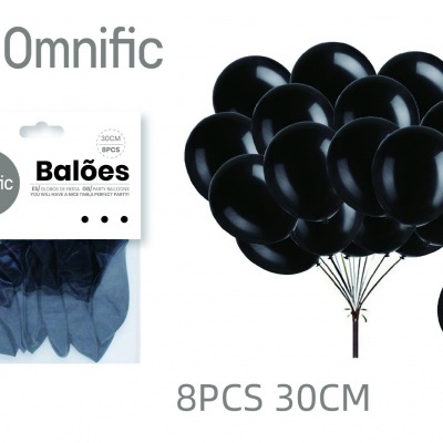 Balão Preto 30cm 8PCS -  312293