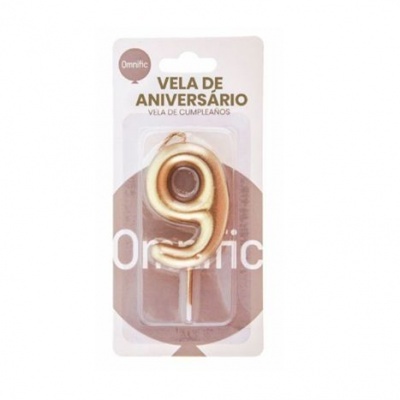 Vela de Número - Dourada - 9