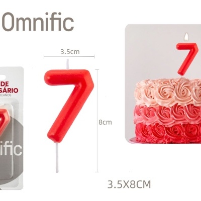 Vela de Número - Vermelha - 7