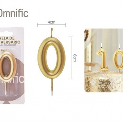 Vela de Número - Dourada - 0