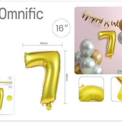 Balão de Número - Dourada - 7