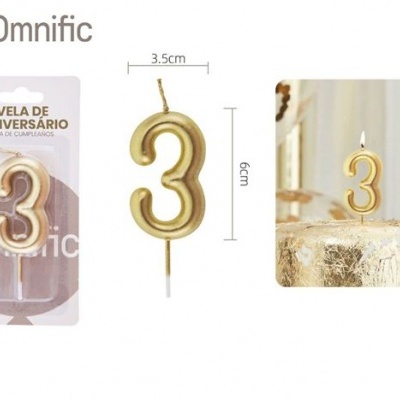 Vela de Número - Dourada - 3