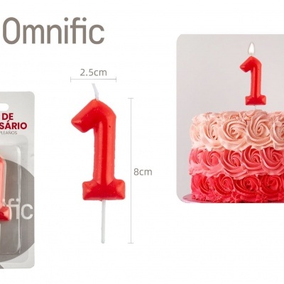 Vela de Número - Vermelha - 1