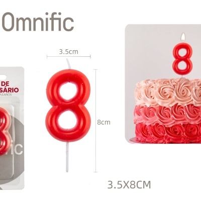 Vela de Número - Vermelha - 8