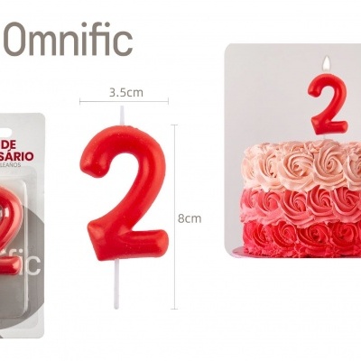 Vela de Número - Vermelha - 2