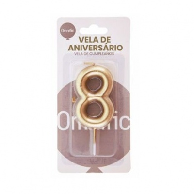 Vela de Número - Dourada - 8