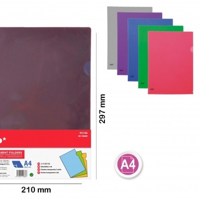 Pasta A4 colorida transparente 5PCS -PC146