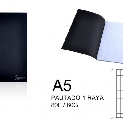 Caderno capa preta A5 horizontal