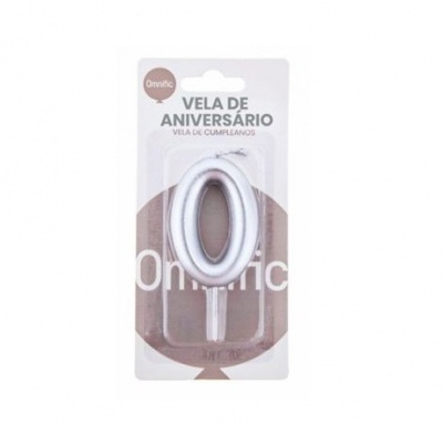 Vela de Número - Prateada - 0