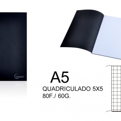 Caderno capa preta A5 quadriculado