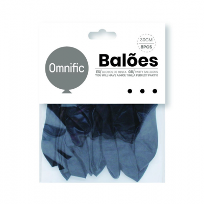 Balão Preto 30cm 8PCS -  312293