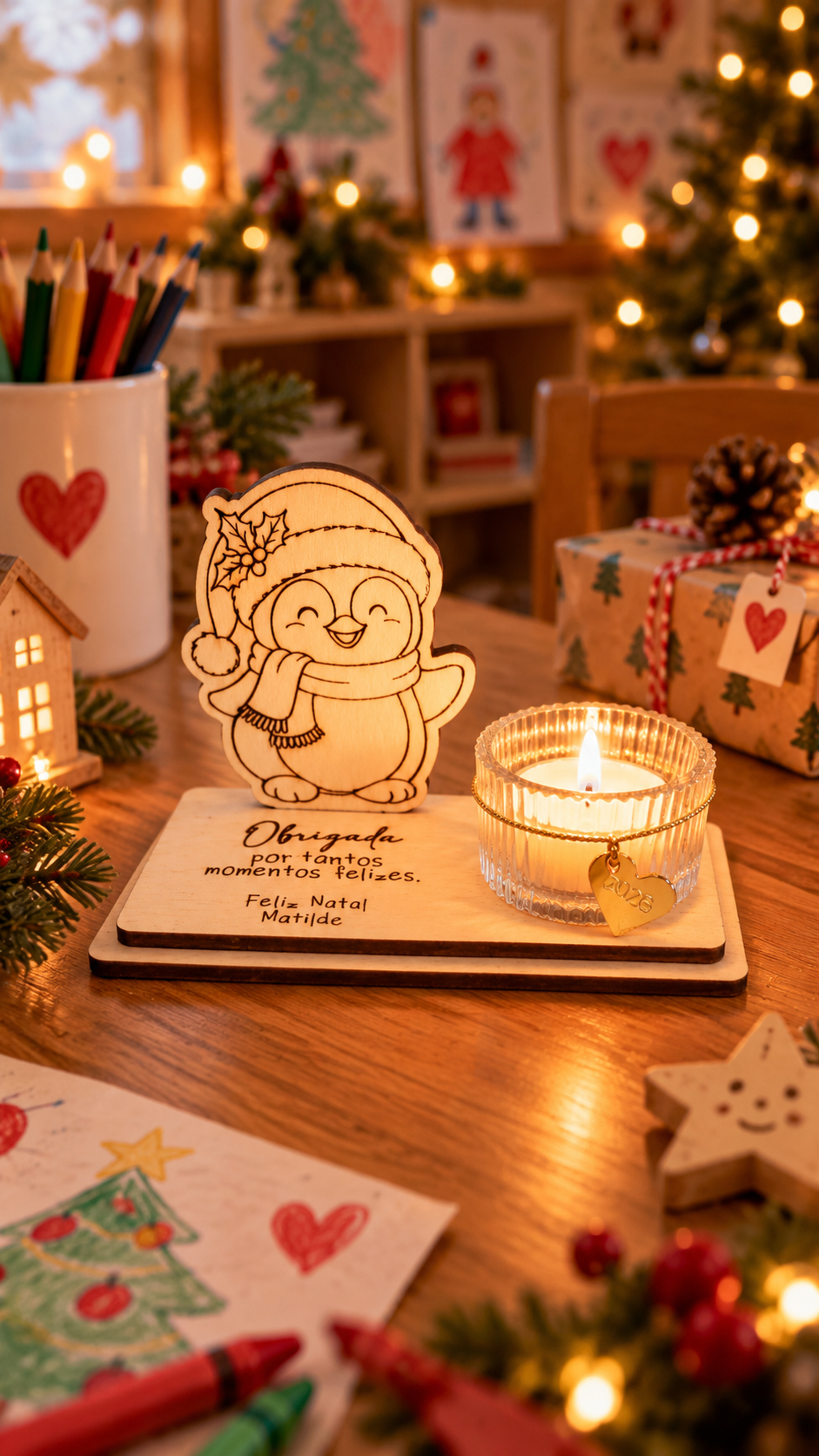 Porta-Velas de Natal Personalizado para Educadoras Porta-Velas de Natal Personalizado para Educadoras