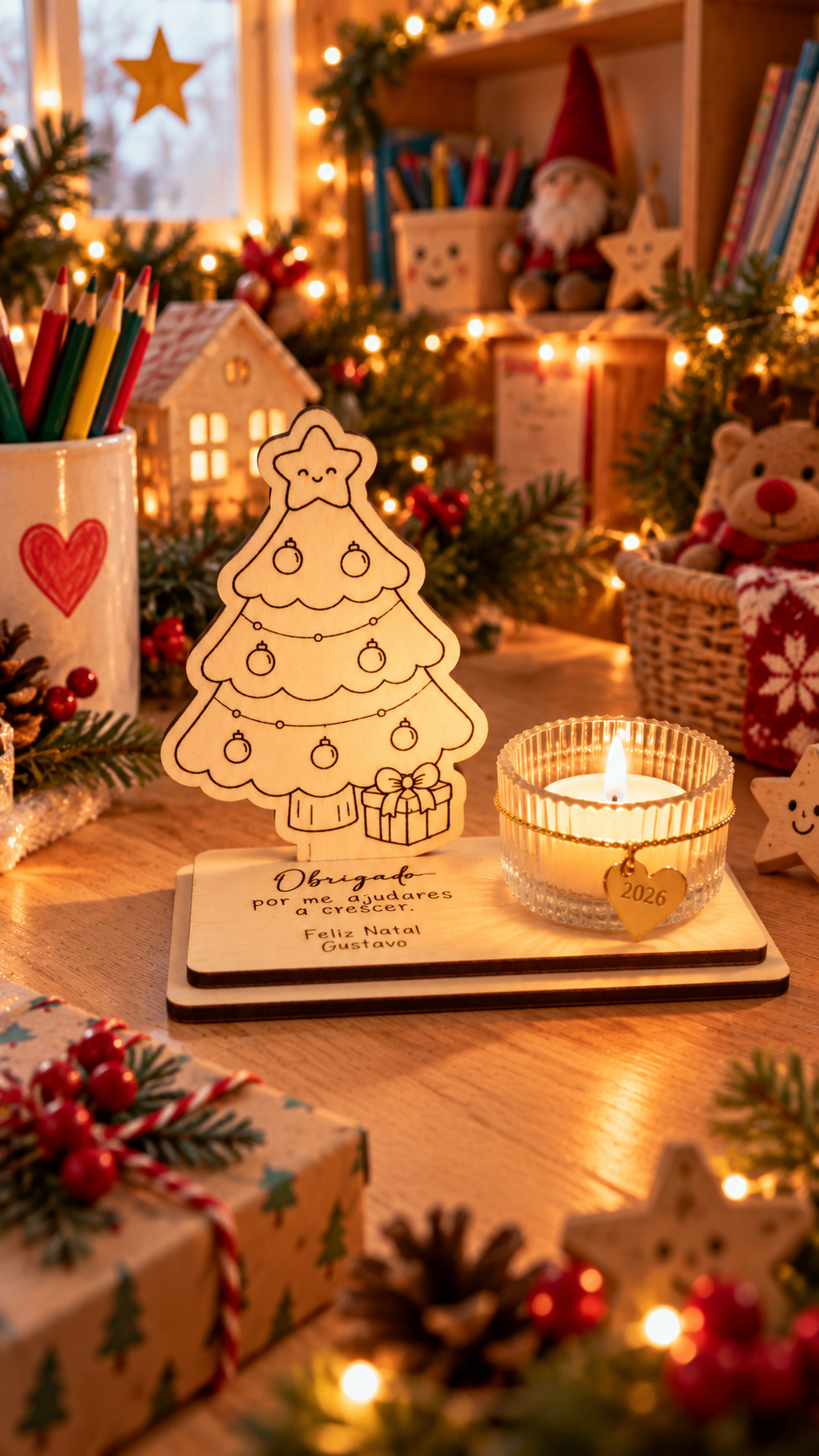 Porta-Velas de Natal Personalizado para Educadoras Porta-Velas de Natal Personalizado para Educadoras