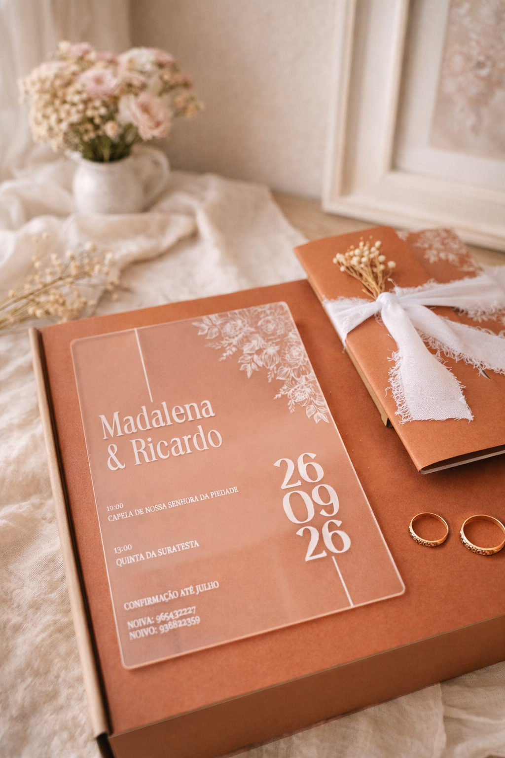 Convite de Casamento em Acrílico Cristal Personalizado Convite de Casamento em Acrílico Cristal Personalizado