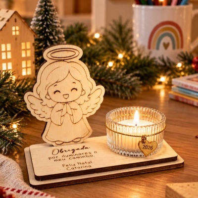 Porta-Velas de Natal Personalizado para Educadoras