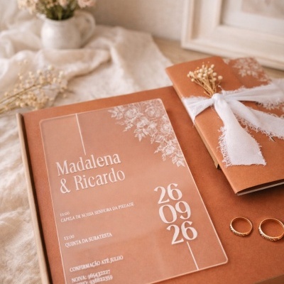 Convite de Casamento em Acrílico Cristal Personalizado