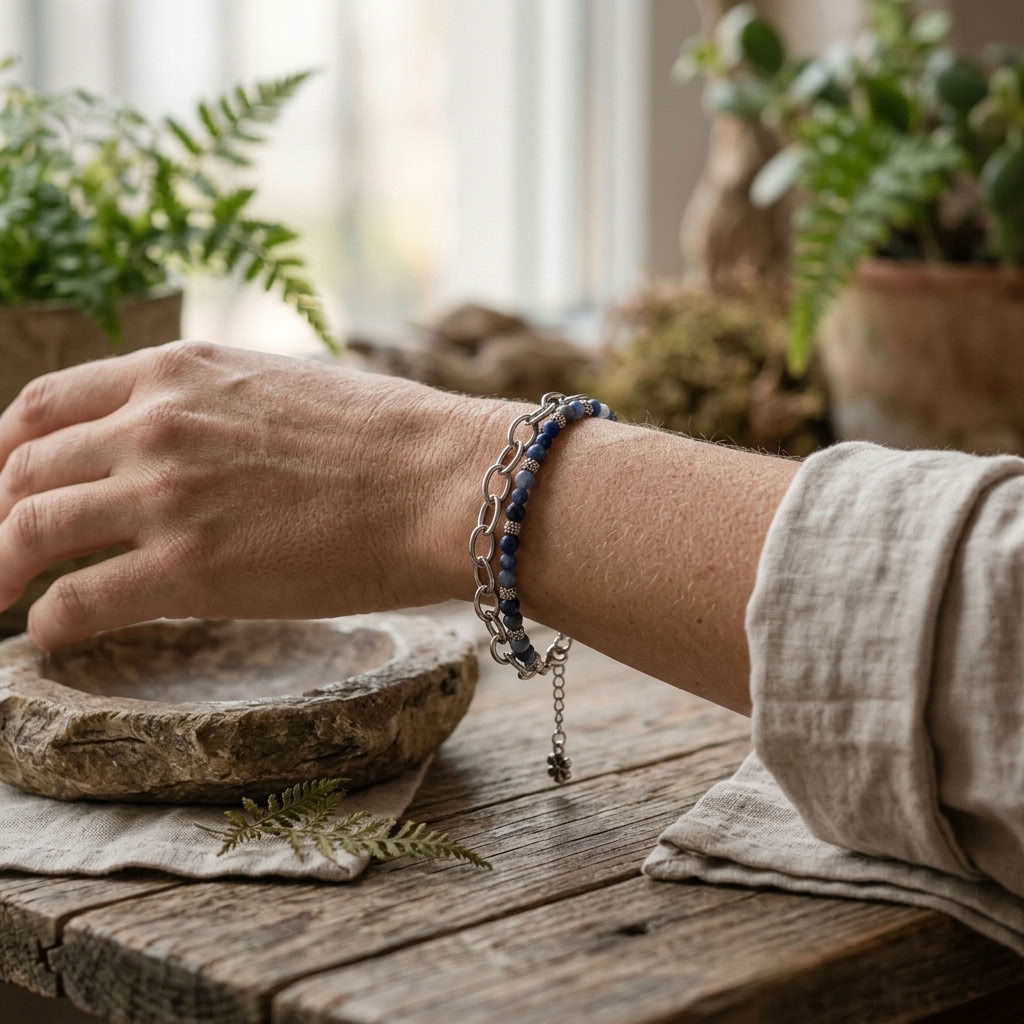 Pulseira Sodalite Blue – Aço Inoxidável & Pedra Natural