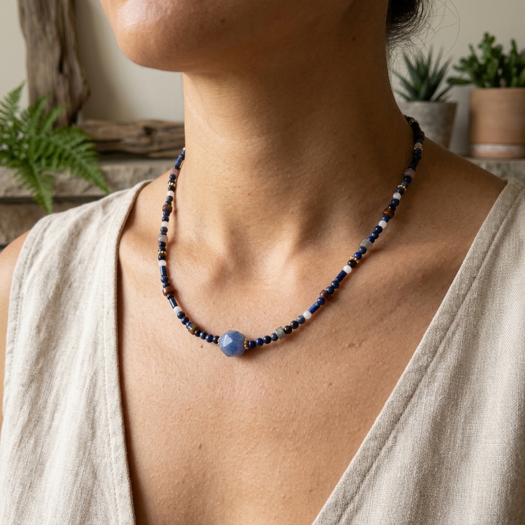Colar Sodalite Blue – Pedras Naturais & Design Artesanal