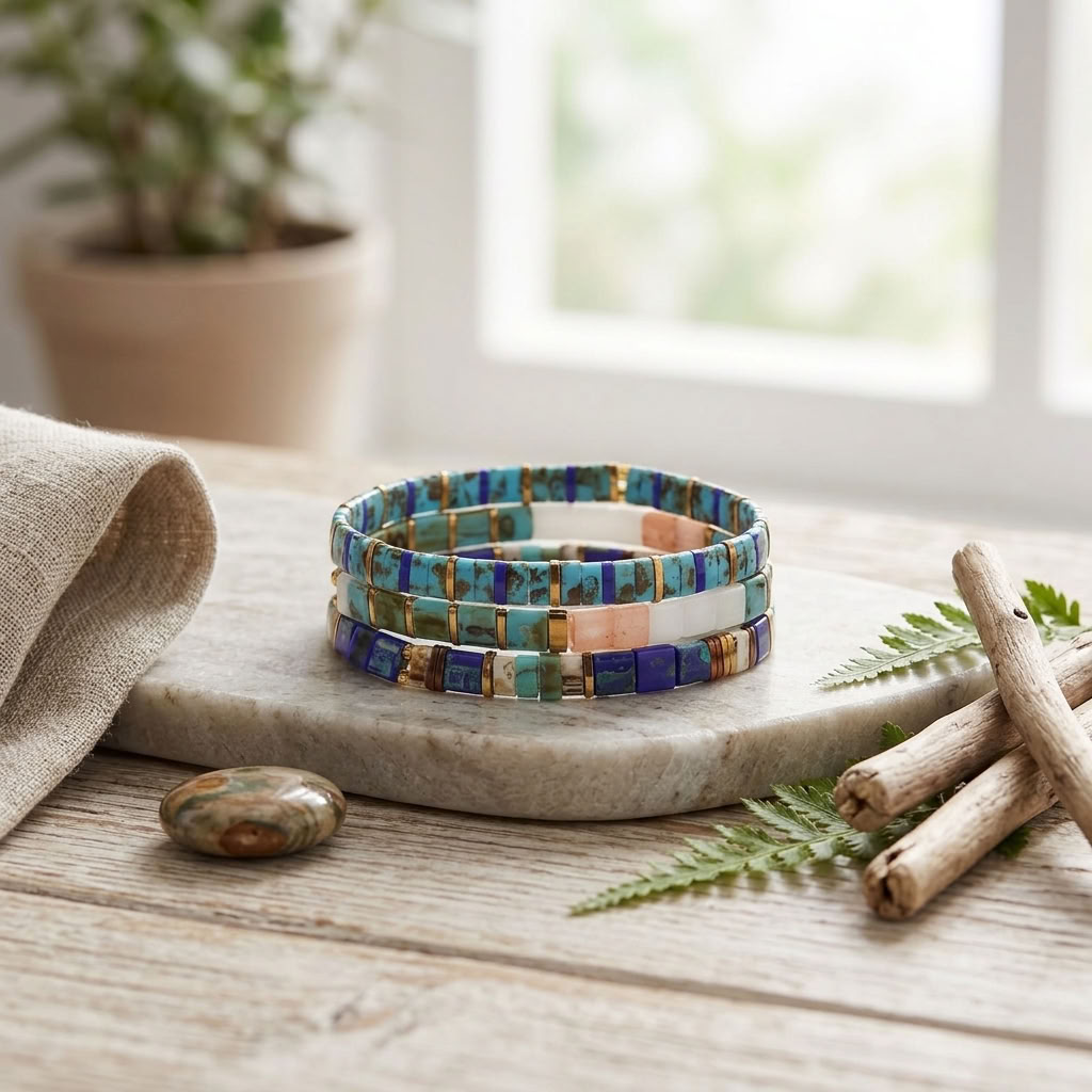 conjunto de pulseiras ajustáveis estilo boémio