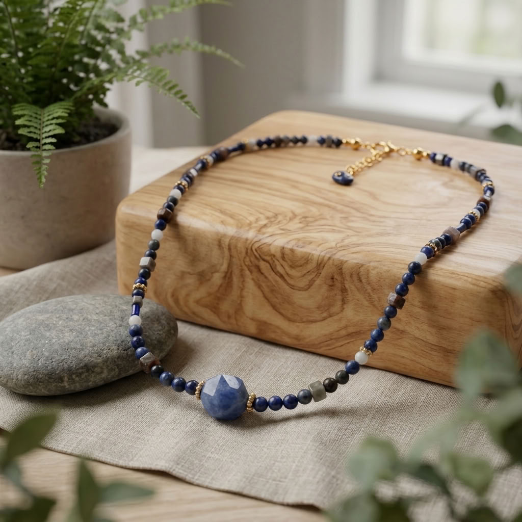 Colar Sodalite Blue – Pedras Naturais & Design Artesanal