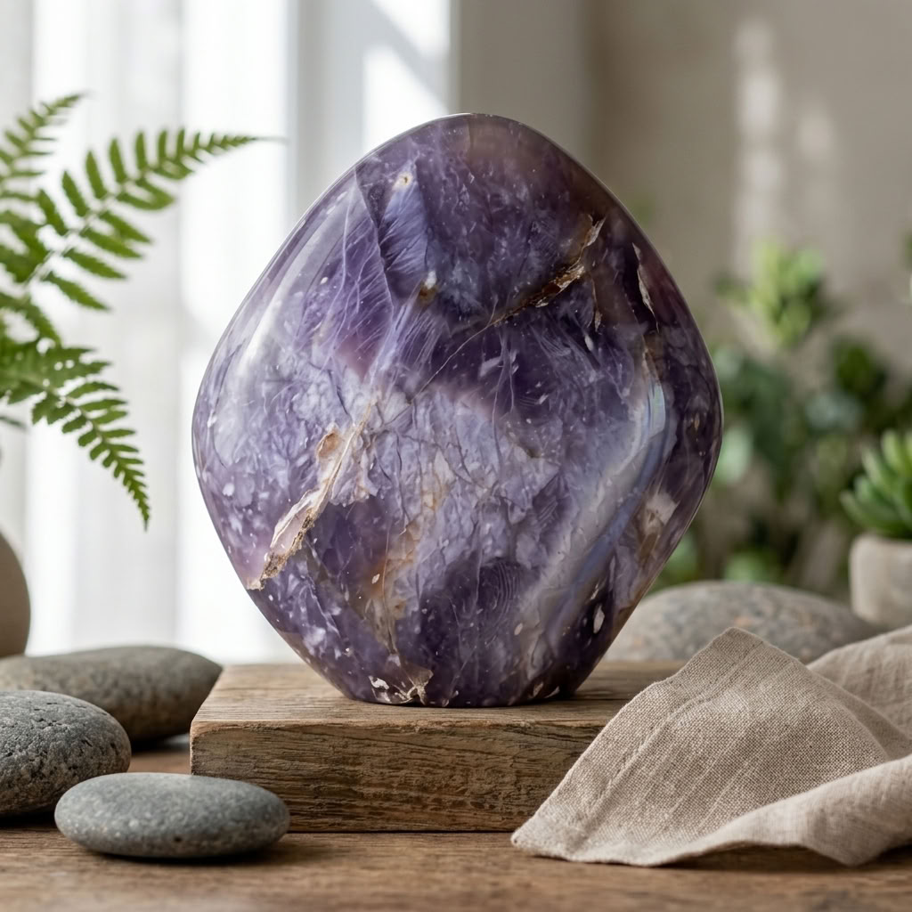 Ametista Polida em Forma Livre – Tons Suaves de Roxo - 286 g