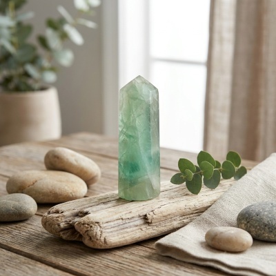 Ponta de Fluorite Verde Polida