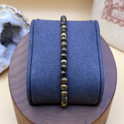 Pulseira Elástica de Ágata Castanho - Joia Natural e Versátil