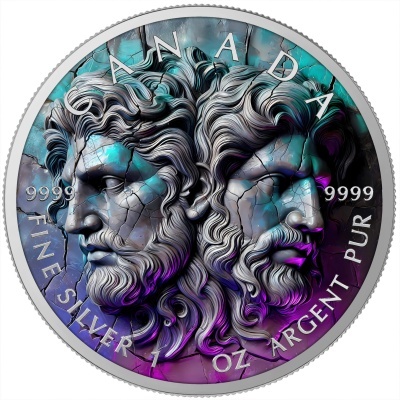 Canadá 5 Dollars 2025 Stone Zodiac Gémeos - 1 oz Prata Colorida