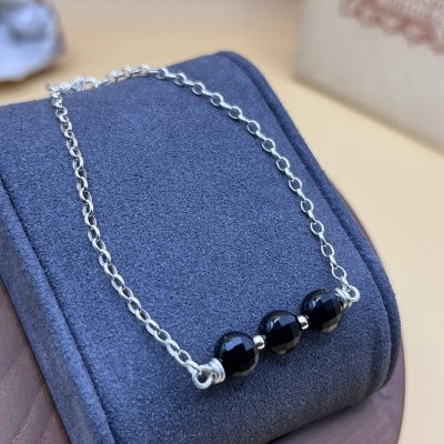 Pulseira em Prata 925 com Pedra Natural de Ônix – Proteção e Estabilidade