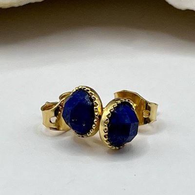 Brincos Dourados com Lápis-Lazúli - Minimalistas, Leves e Intemporais