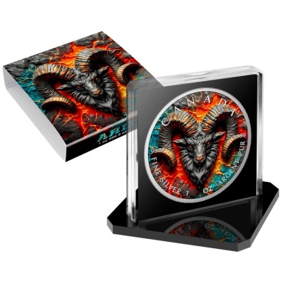 Canadá 5 Dollars 2025 Stone Zodiac Áries - 1 oz Prata Colorida