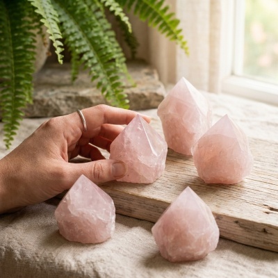 Pontas Semi-polidas de Quartzo Rosa - Beleza Natural e Energia Sutil