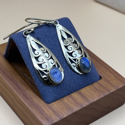 Brincos de Bronze com Labradorite - Elegância Artesanal da Índia