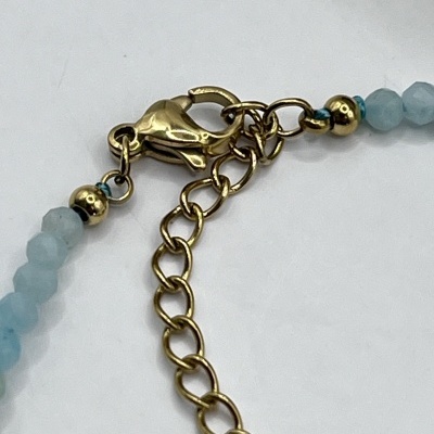 Colar de Aço Inox com Pedras Facetadas e Pérolas - Aquamarine