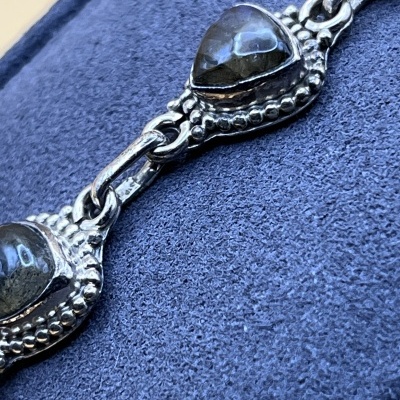 Pulseira de Prata Esterlina 925 com Labradorite - Aurora Mística