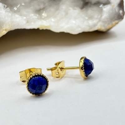 Brincos Dourados com Lápis-Lazúli - Minimalistas, Leves e Intemporais