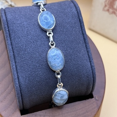 Pulseira de Aquamarine Natural em Prata de Lei 925 - Elegância e Serenidade