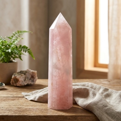 Obelisco de Quartzo Rosa Natural — 2,5 kg | 31 cm
