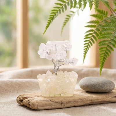 Mini Árvore de Pedras em Base de Orgonite - Elegância e Energia Harmoniosa