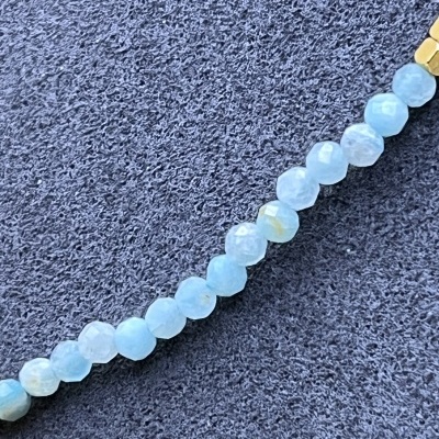 Colar de Aço Inox com Pedras Facetadas e Pérolas - Aquamarine